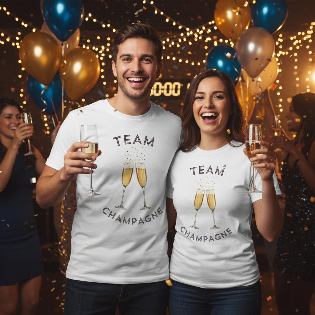 Team Champagne T-shirt – Funny Nieuwjaar Shirt – Feest & Bubbels Tee