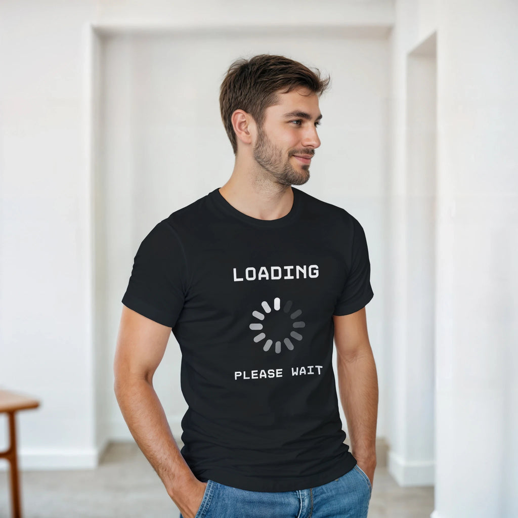 Black shirt: Loading Please Wait