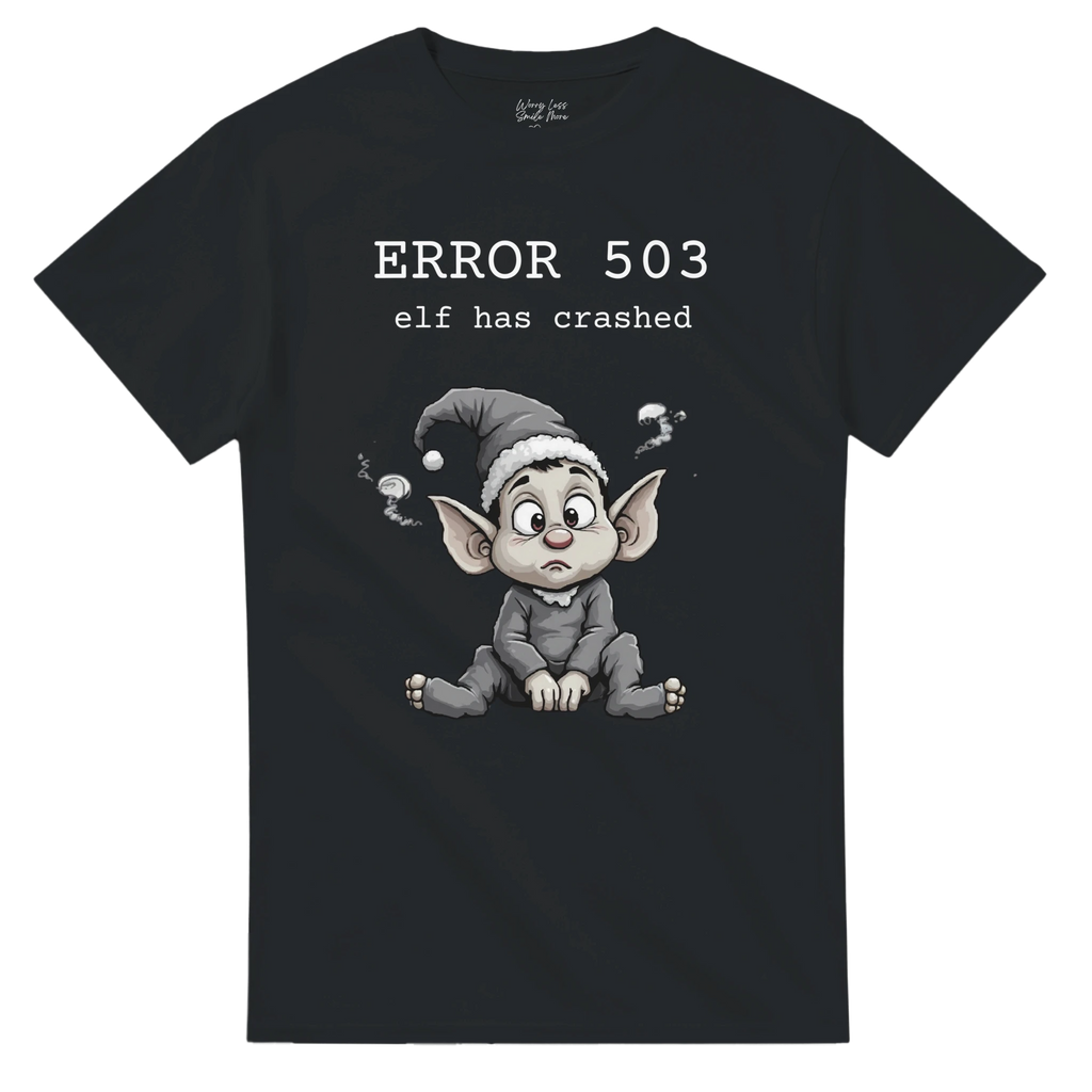 Error 503 - Elf Has Crashed - zwarte kerst T-shirt