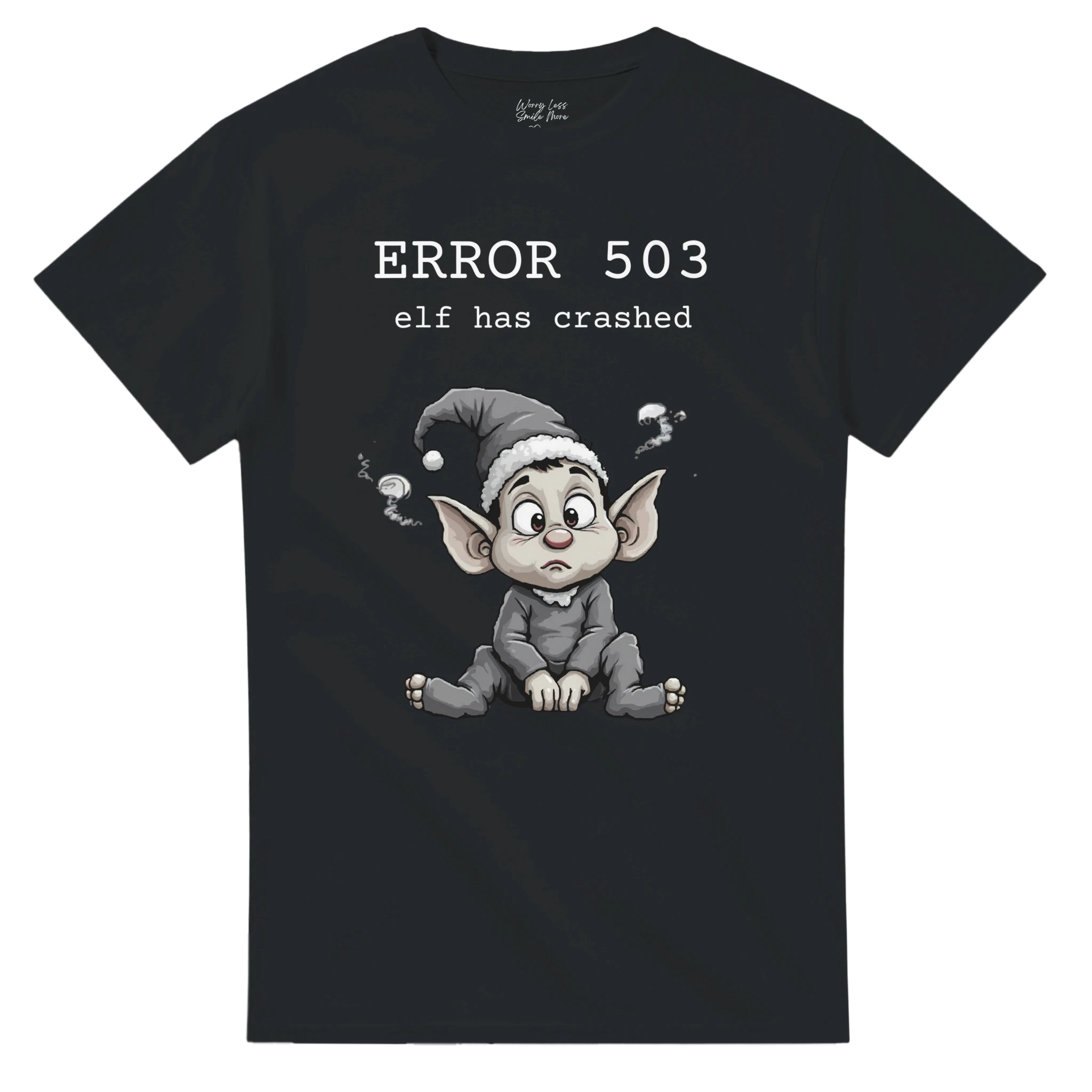 Error 503 - Elf Has Crashed - zwarte kerst T-shirt