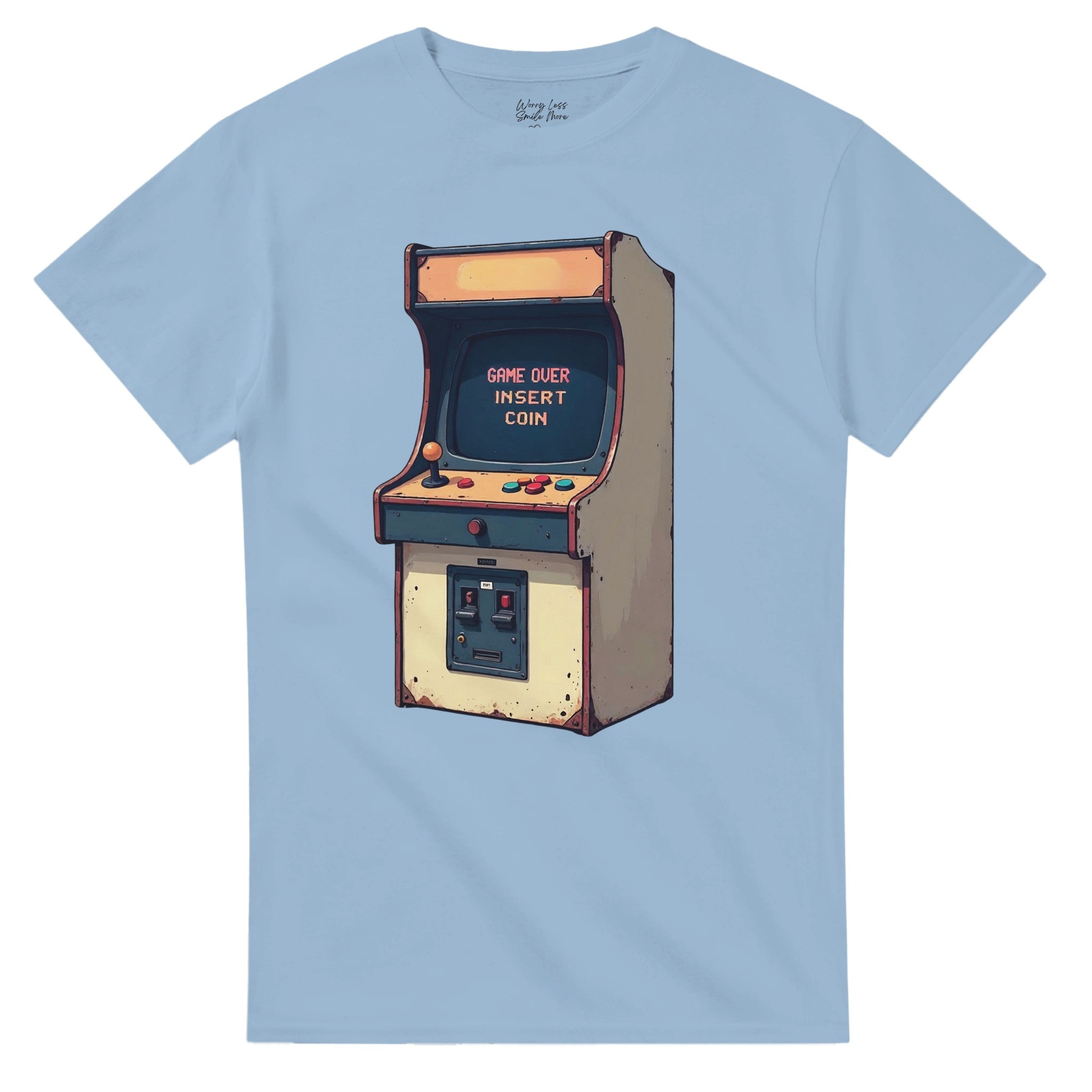 Game Over - Insert Coin Vintage T-Shirt Licht Blauw