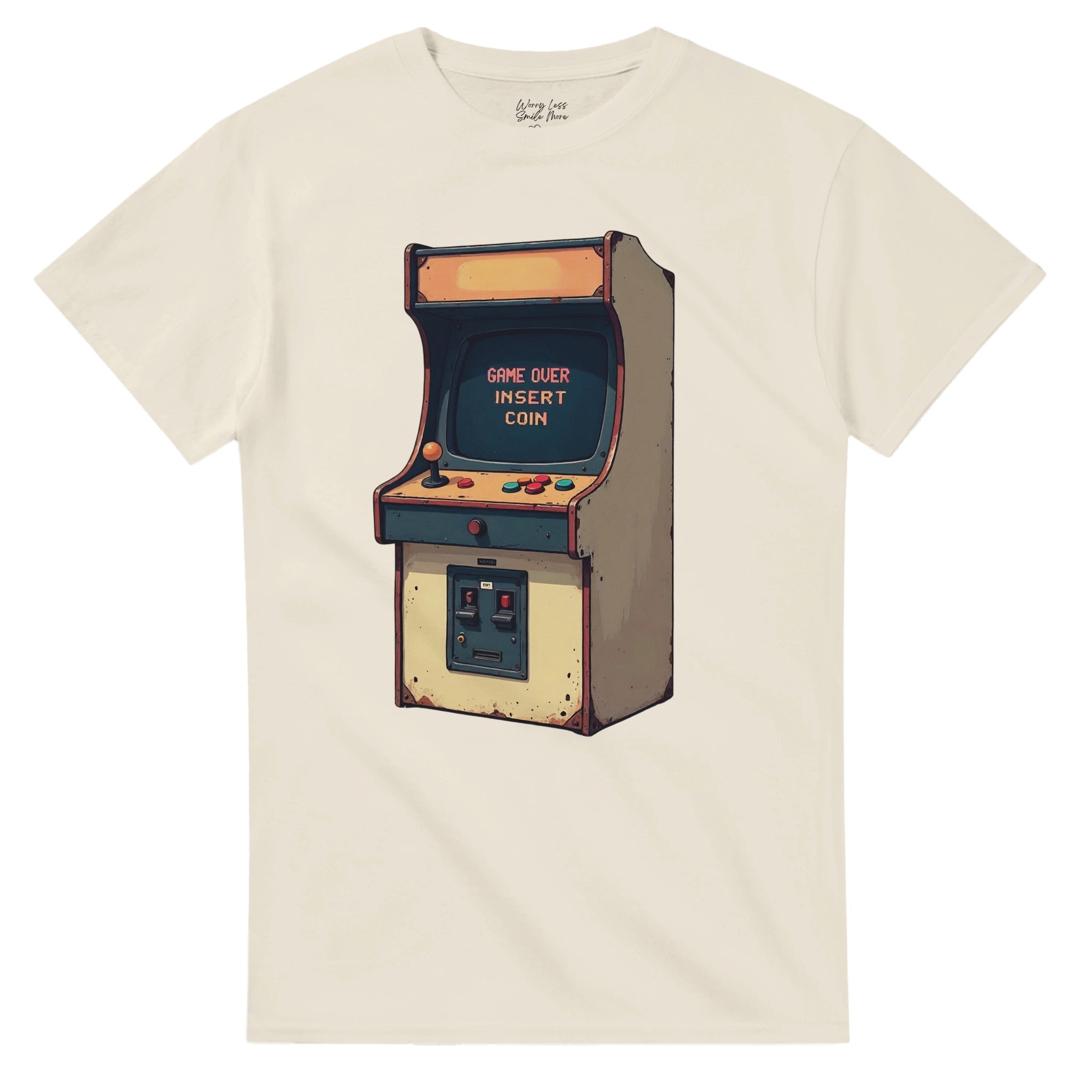 Game Over - Insert Coin Vintage T-Shirt Oud Natural / Beige Oude Spelcomputer