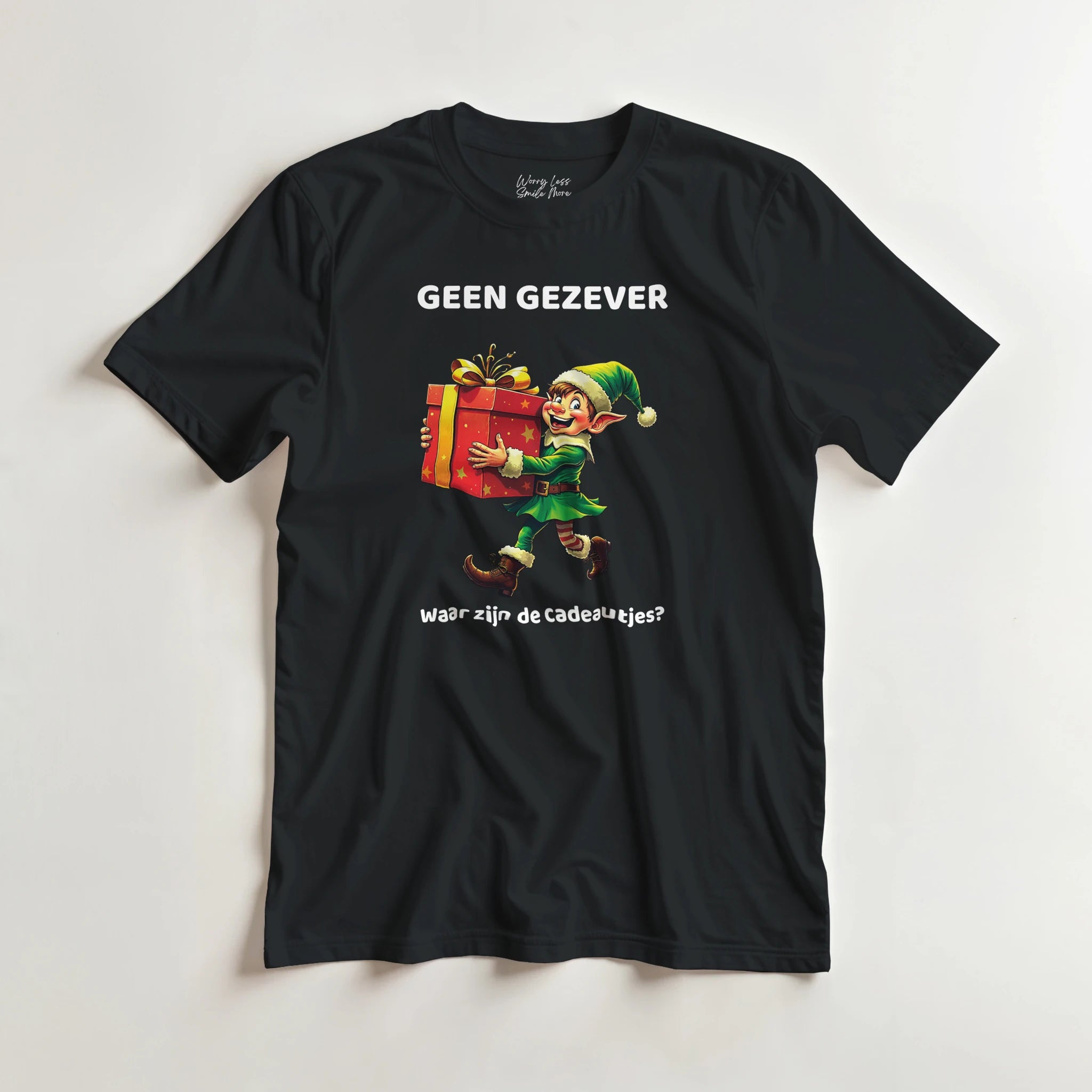 Geen gezever - Waar zijn de cadeautjes? Zwart Kerst Shirt