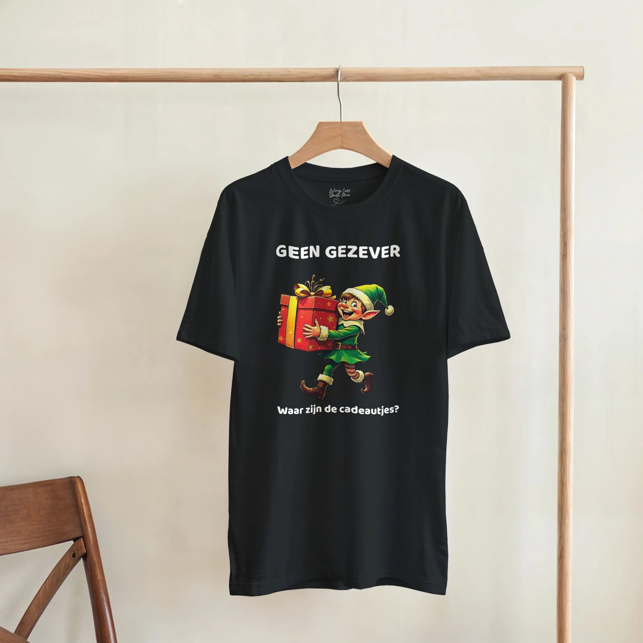 Geen gezever - waar zijn de cadeautjes - Kerst Shirt Zwart