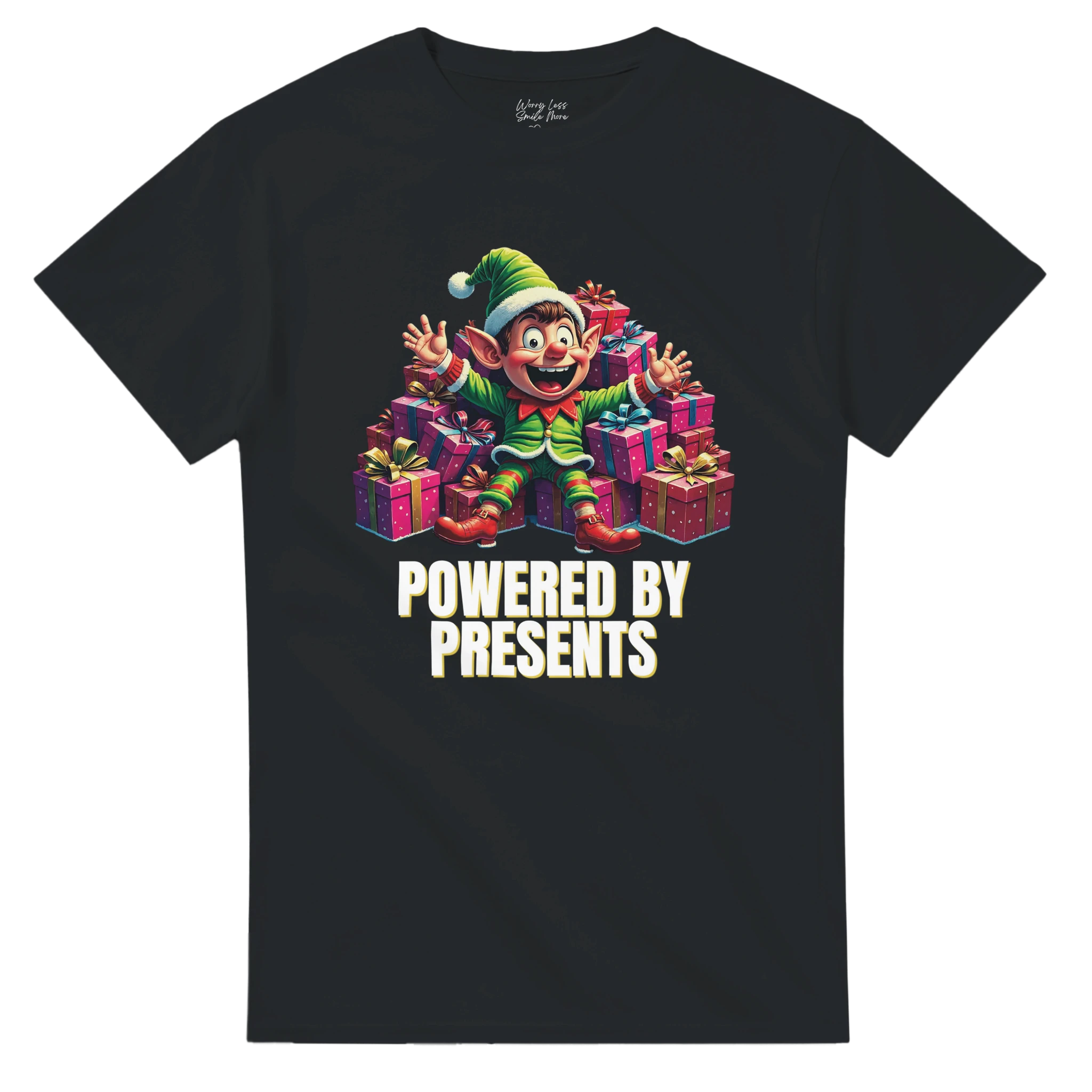 Gekke Kerst Elf Shirt Zwart - Powered by Presents