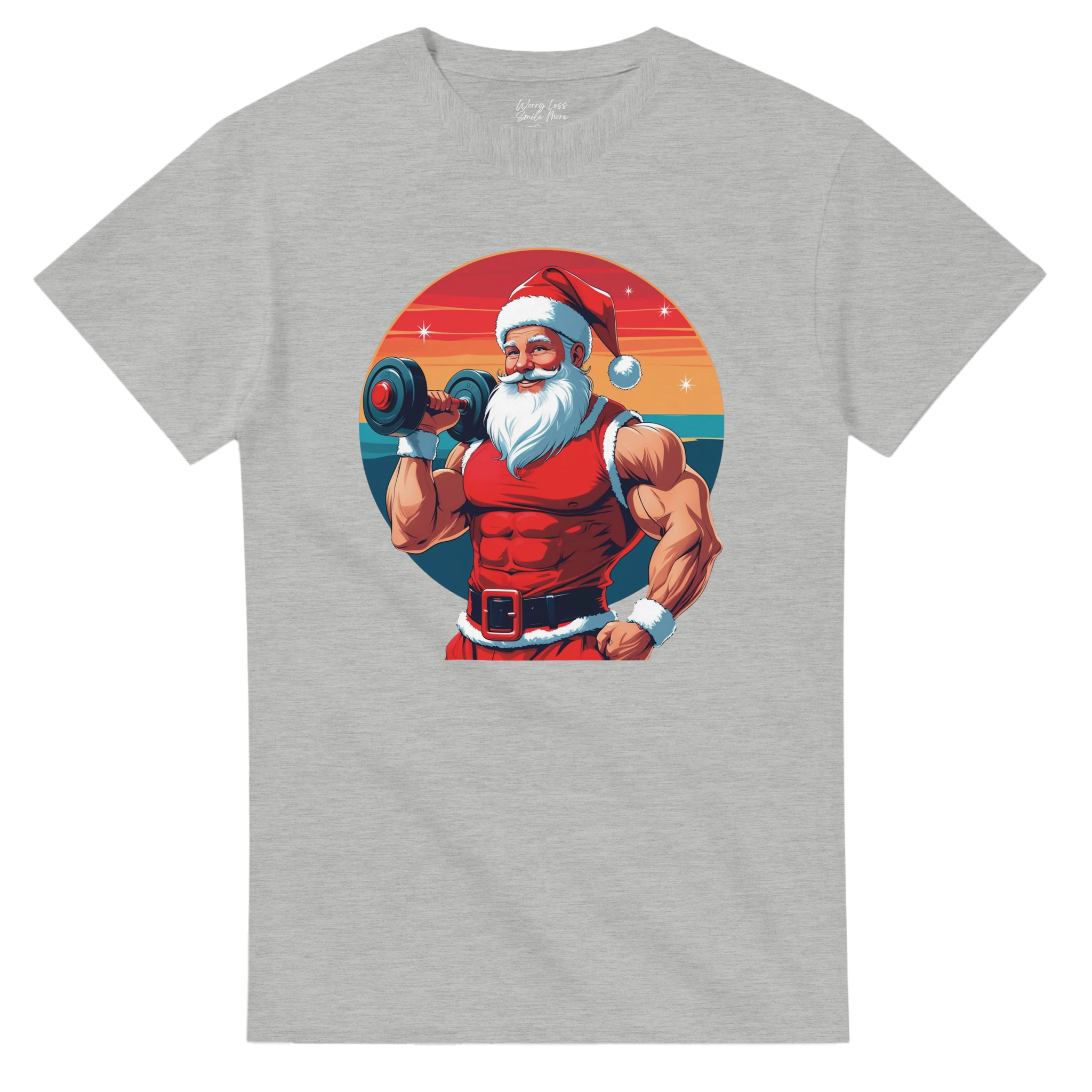 Gym Santa – Kerst Shirt Licht Grijs