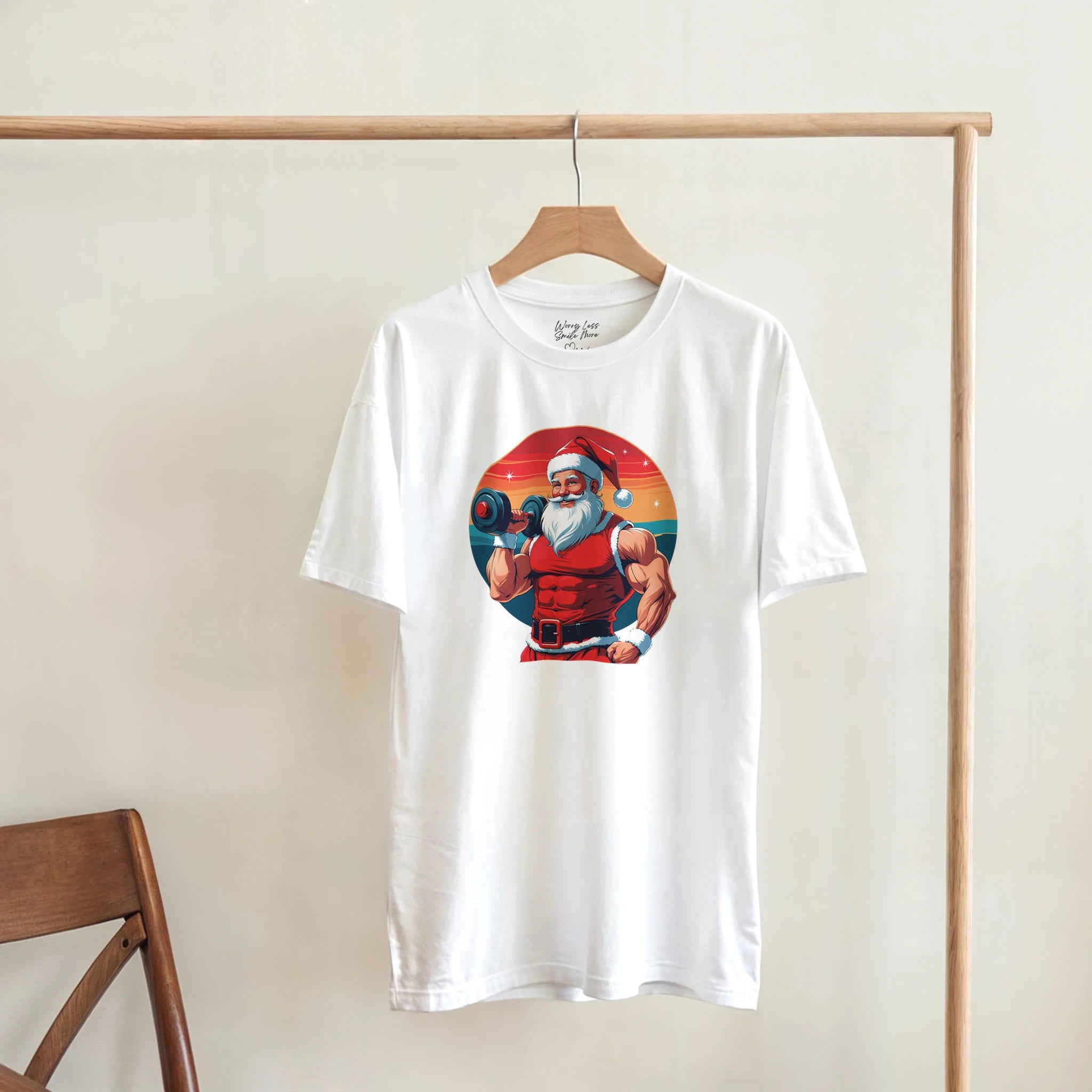 Gym Santa T-Shirt – Sleigh All Day | Fitness Kerstman Shirt | Smile Shirts
