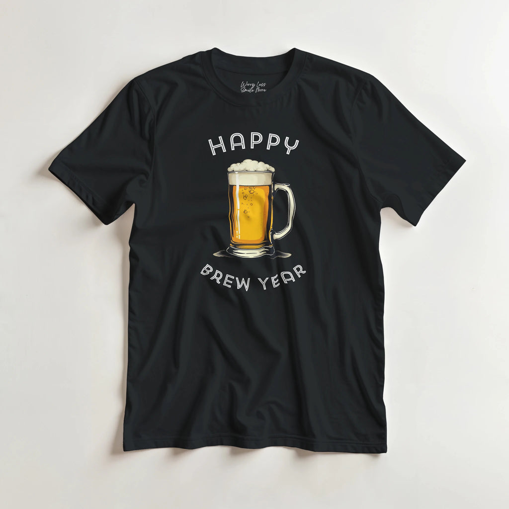 Happy Brew Year T-shirt – Funny Bier Shirt – Nieuwjaar Party Tee
