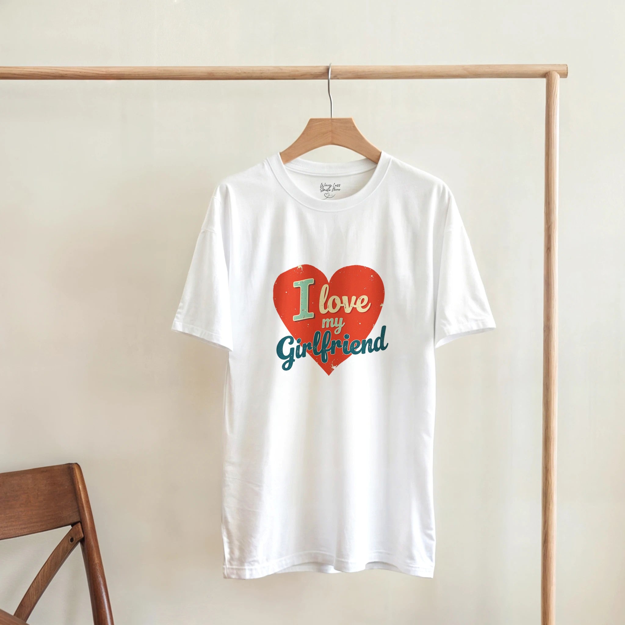 I love my girlfriend T-shirt met hart - Wit