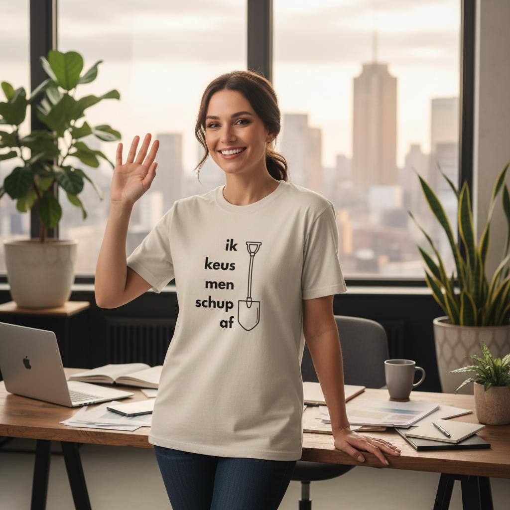 Ik keus men schup af - Grappig Antwerps Shirt - MockUp