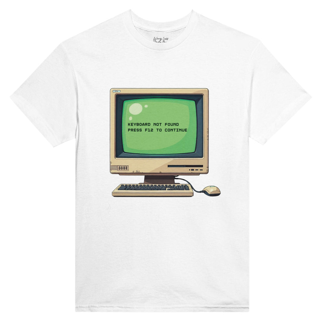 Keyboard not Found - Press F12 to Continue - T-shirt Wit