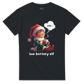 Low Battery Elf - Zwart kerst shirt