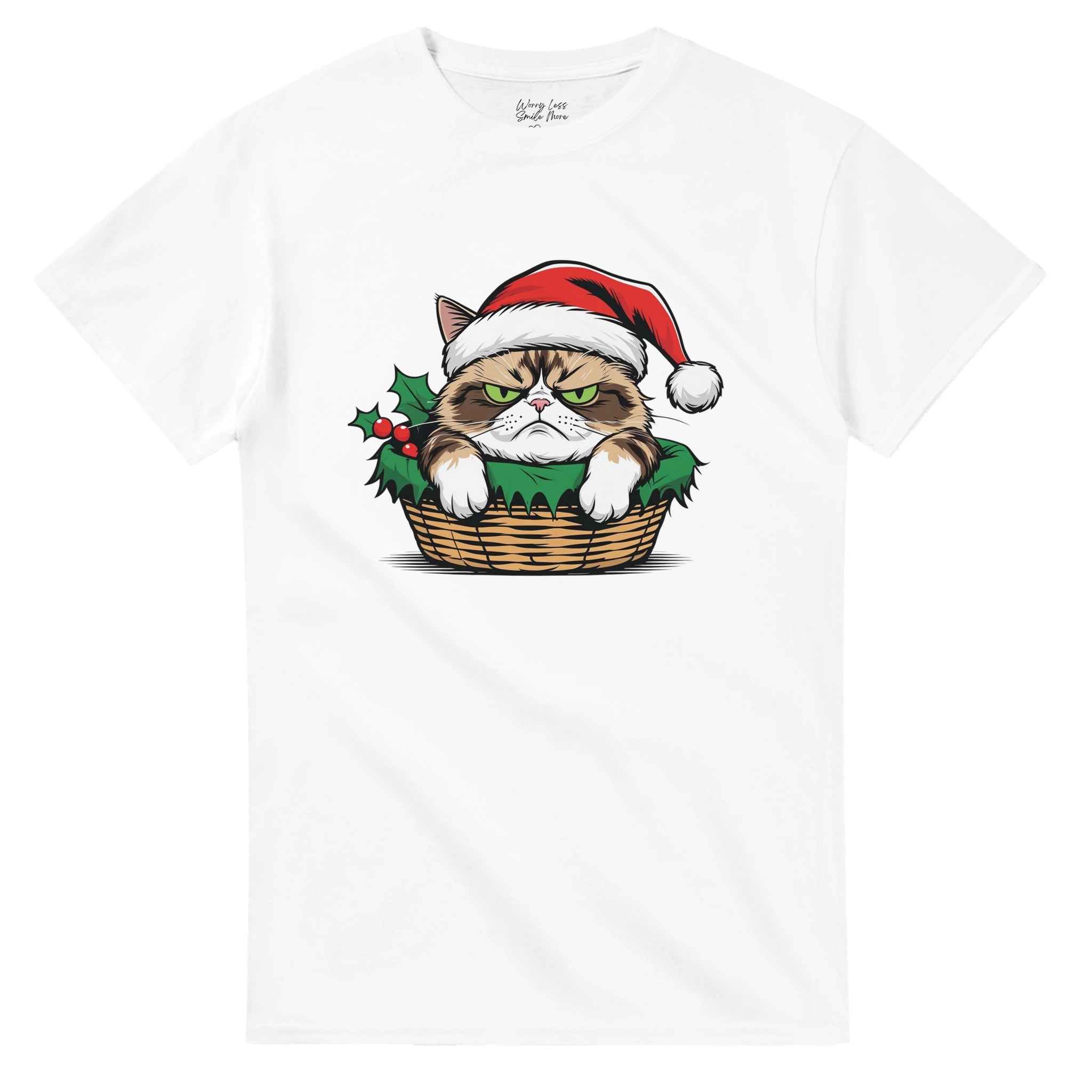 Merry Catsmas - Grumpy Kat Kerst Shirt Wit