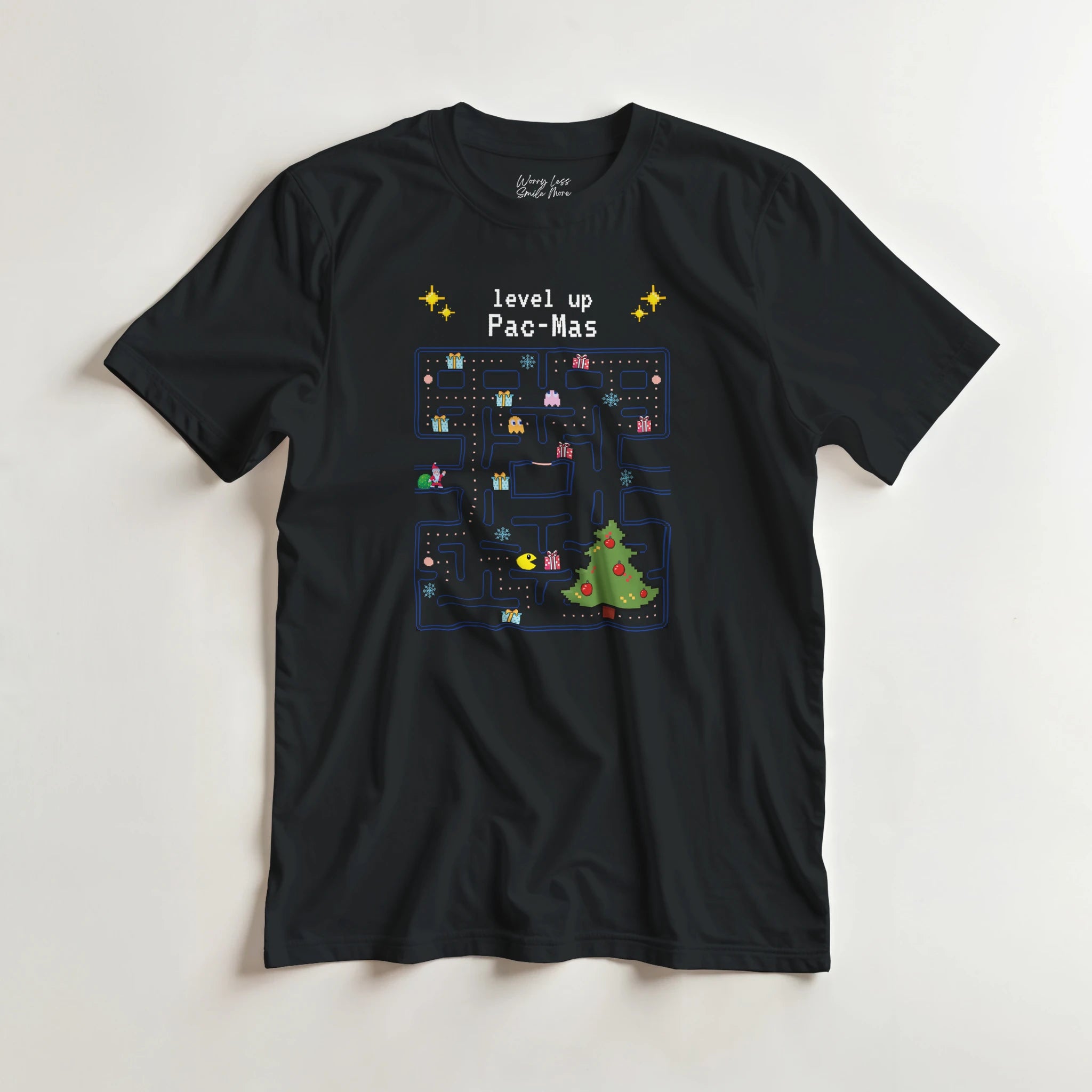 Pac-Mas Christmas T-Shirt | Retro Game Kerst T Shirt | Smile Shirts

