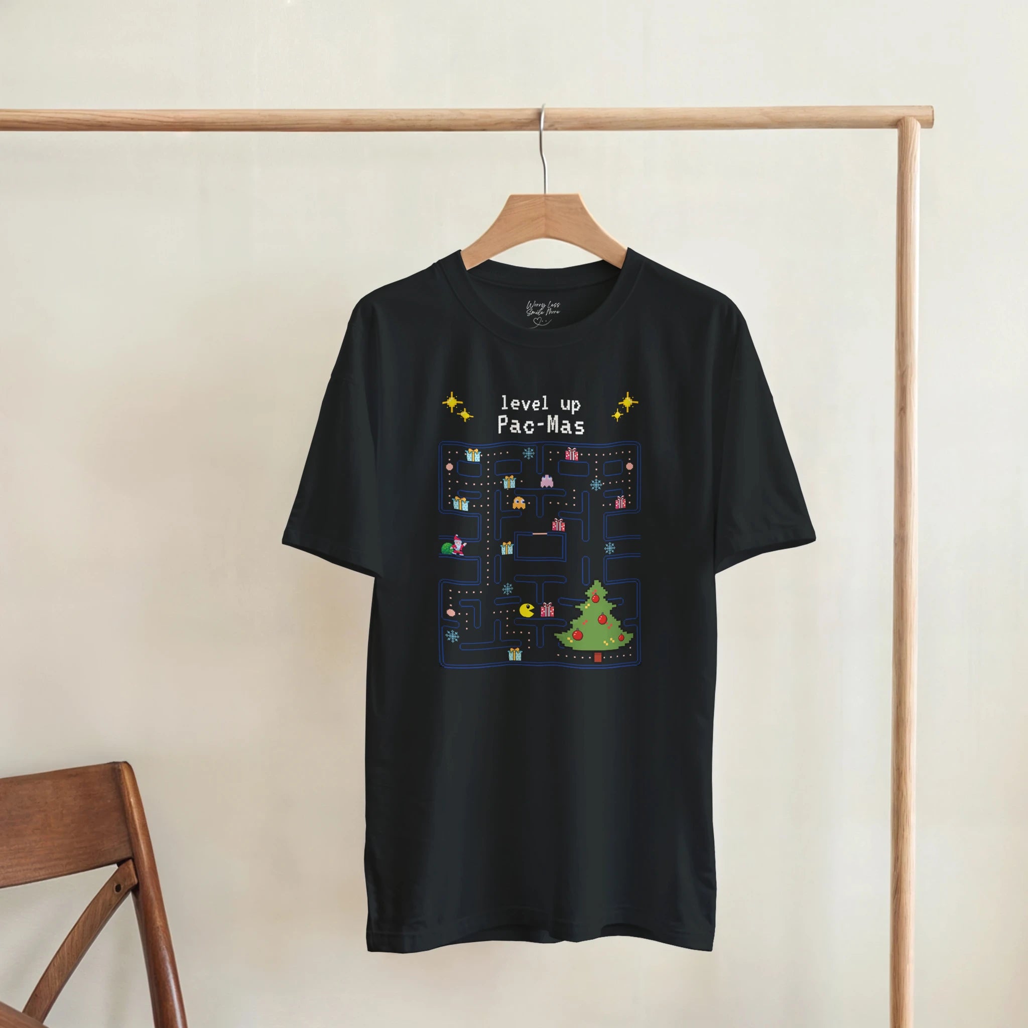Pacman kerst shirt zwart