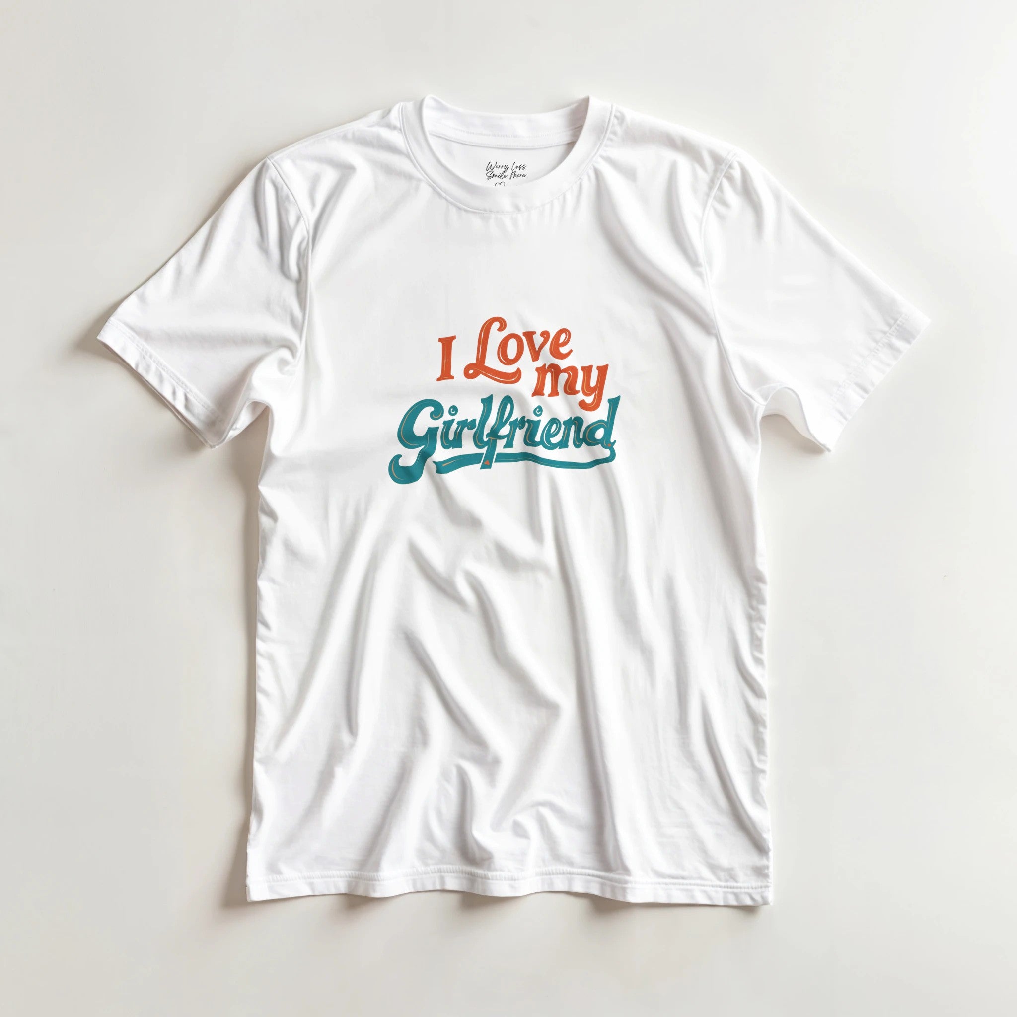Retro I love my girlfriend T-shirt Wit