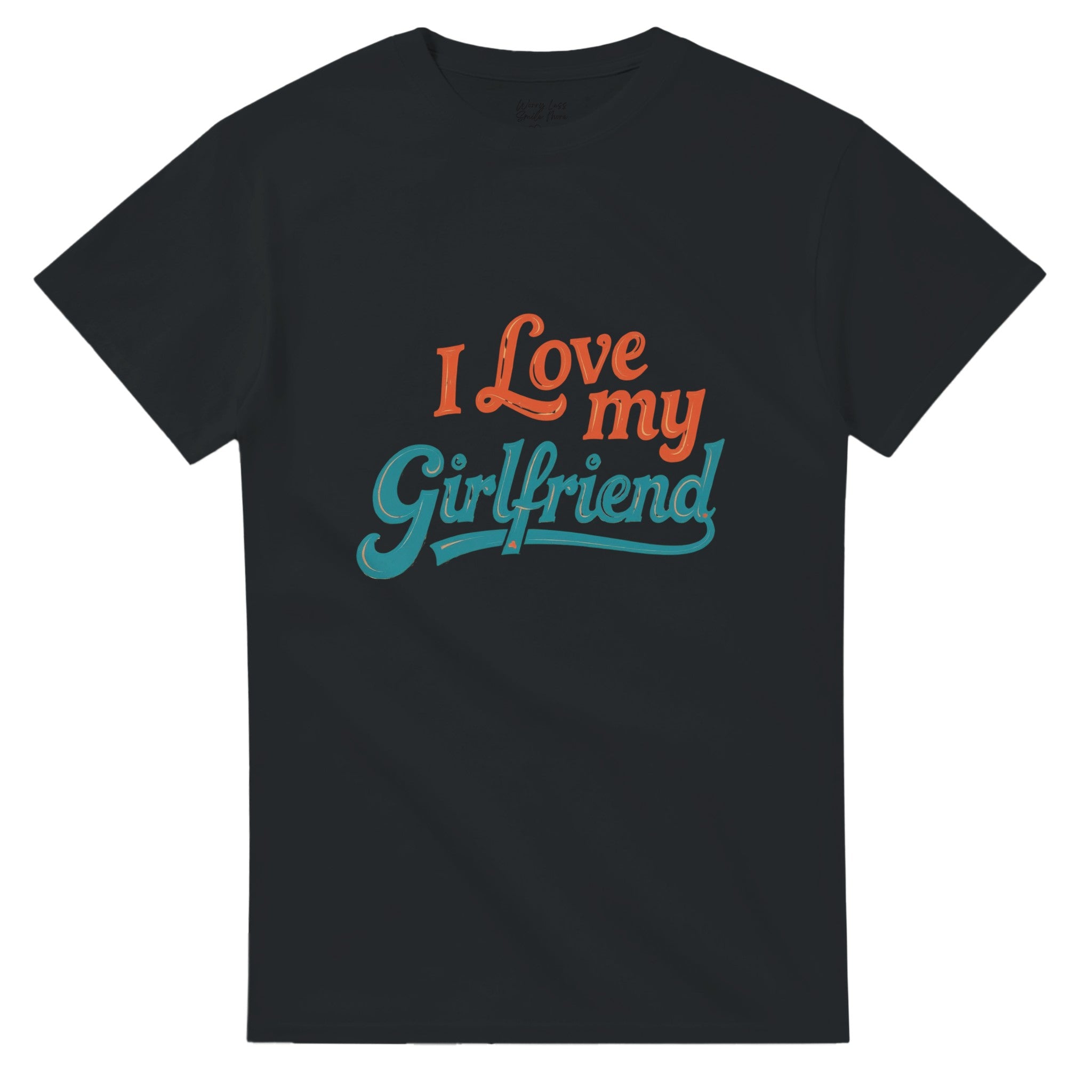 Retro I love my girlfriend T-shirt Zwart