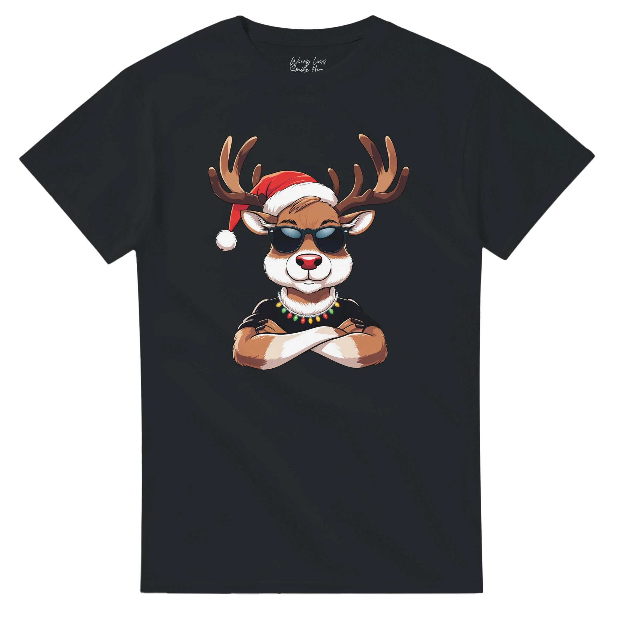 Rudolf? Nee, z’n coole neef. 😎 Dit rendier draagt zonnebril en attitude. Het perfecte grappige kerst t-shirt voor wie humor en stijl wil combineren.
