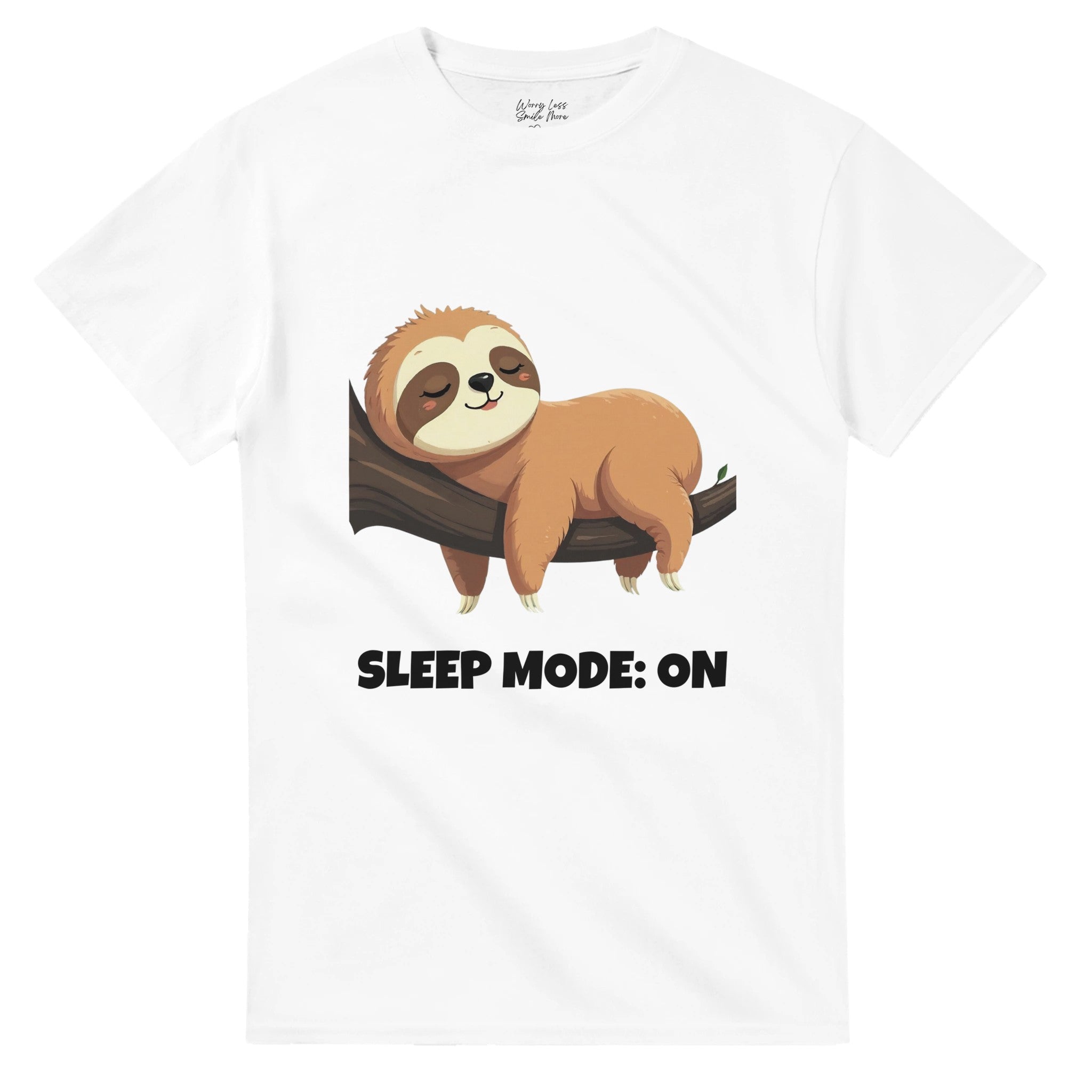 Sleep Mode On Wit t-shirt met cute sloth
