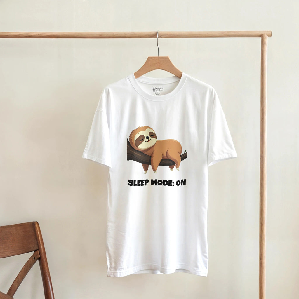 Sleepy Sloth White T-shirt: Sleep Mode On 