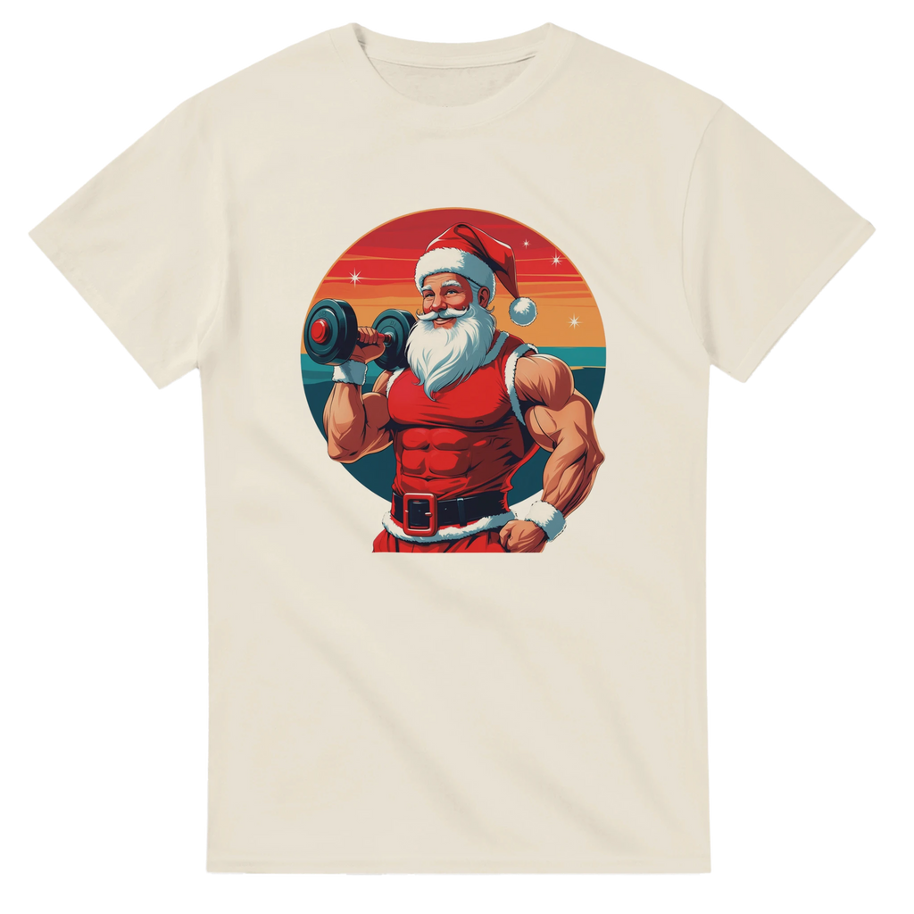 Sportieve Kerstman – Kerst Shirt Natural