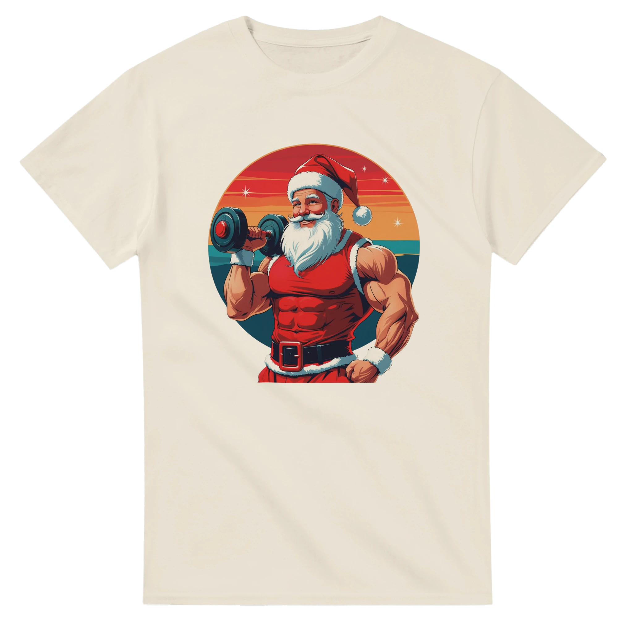 Sportieve Kerstman – Kerst Shirt Natural
