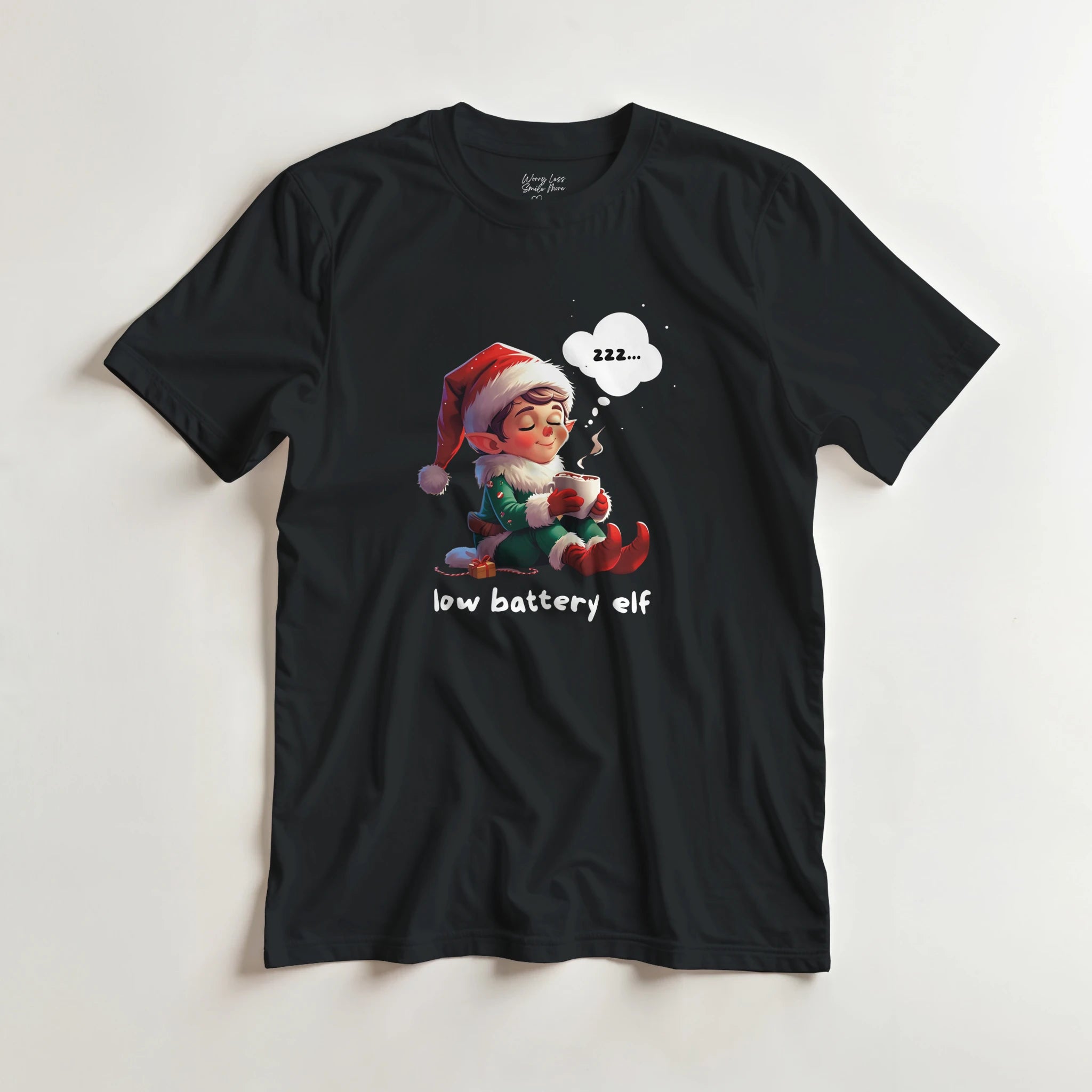 Te moe voor kerst? Low Battery Elf Shirt