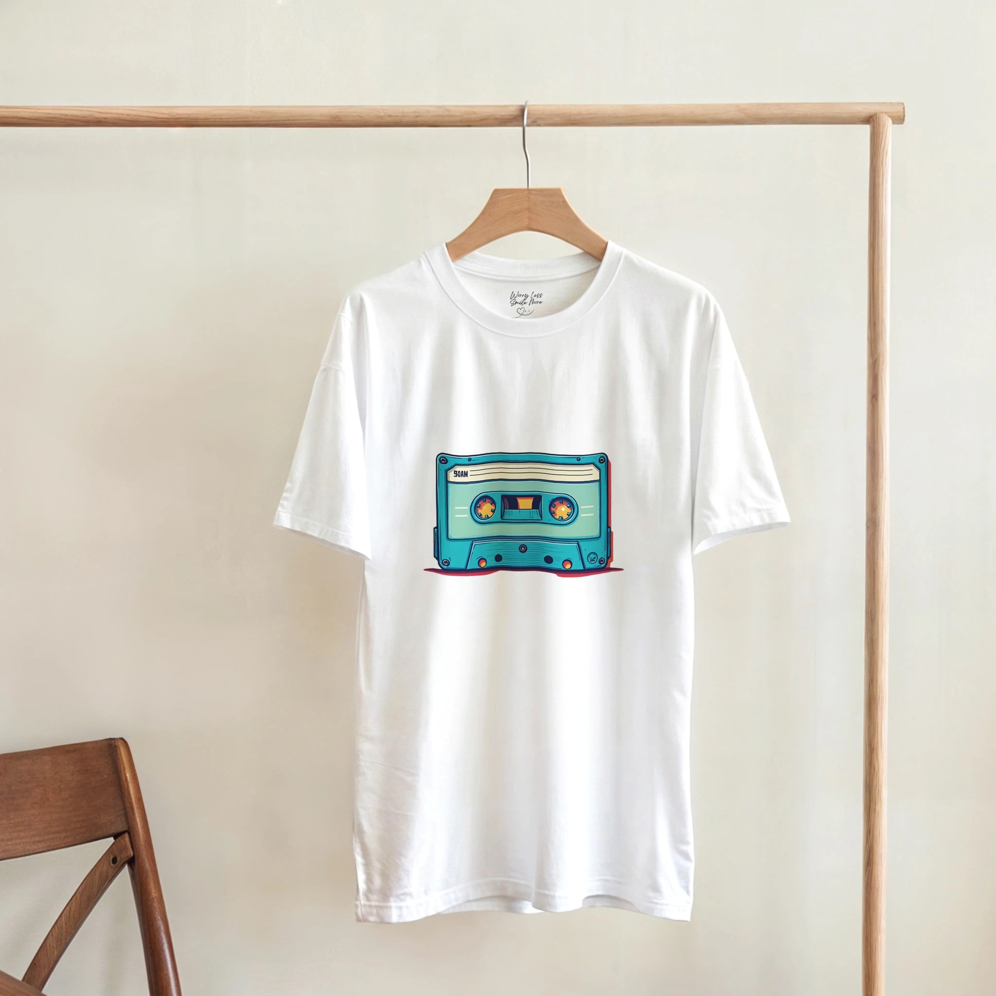 Wit Vintage T-shirt met cassette