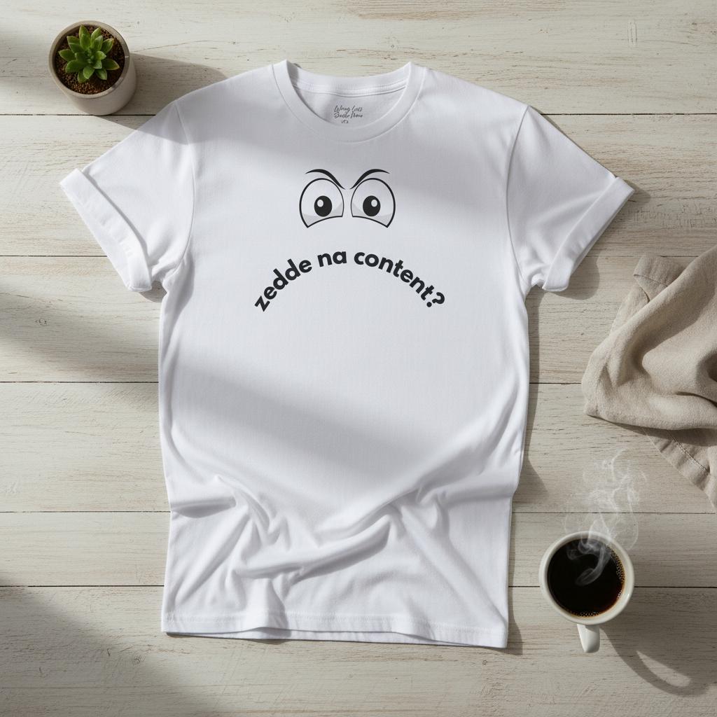 Zedde na Content - Grappig Shirt met Antwerpse tekst - Wit