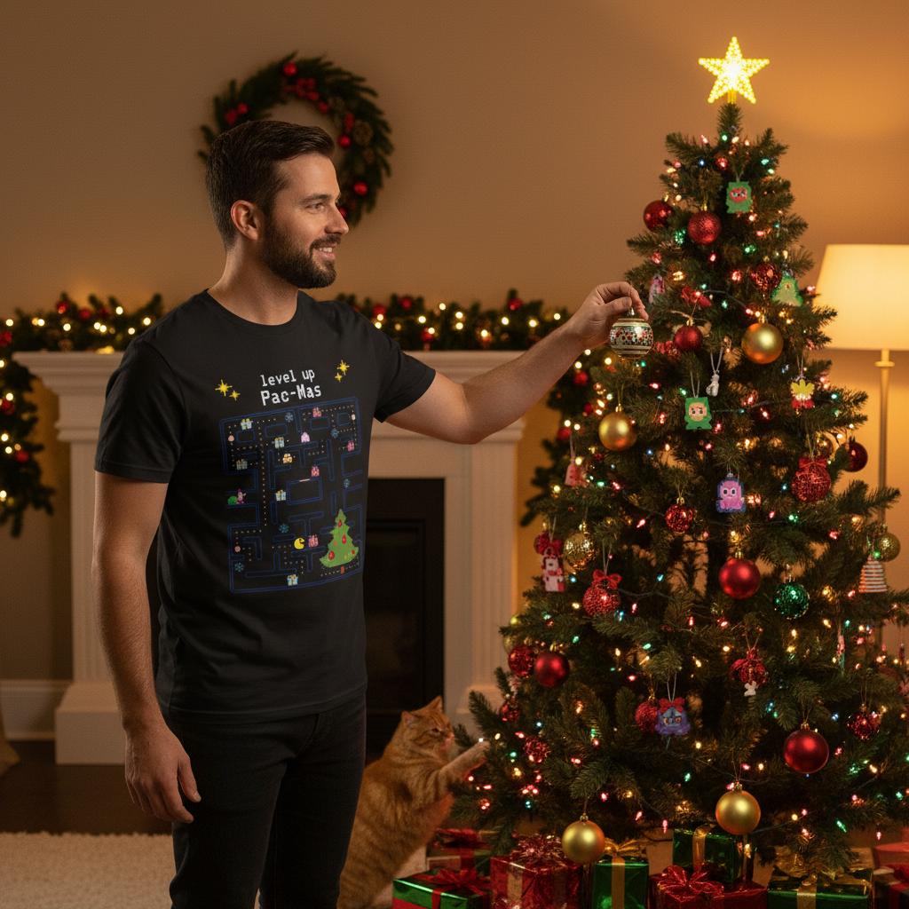 Zwart Pac-Mas Christmas T-Shirt