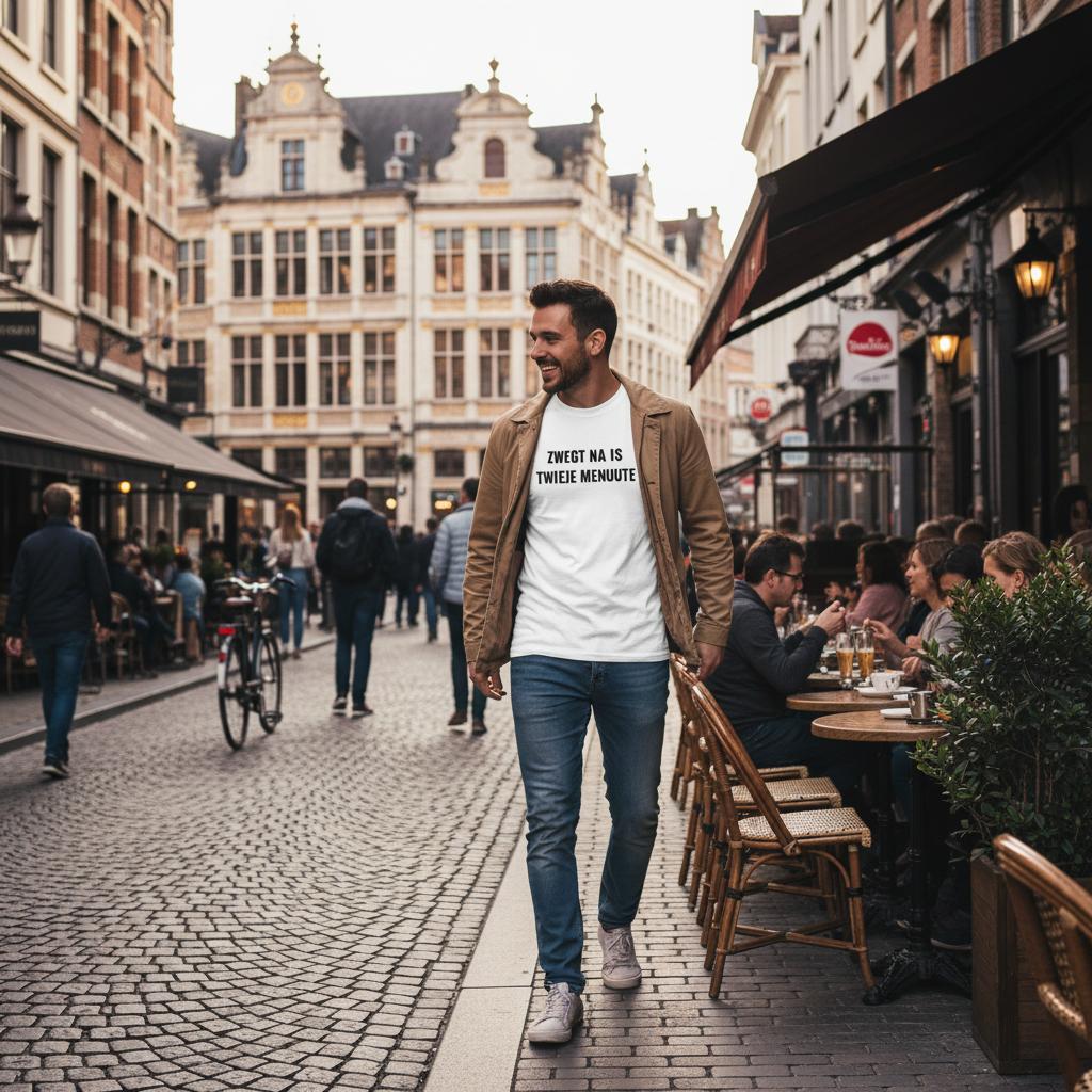 Zwegt na is twieje menuute - Subtiele manier om te zeggen dat iemand te veel praat - met een shirt