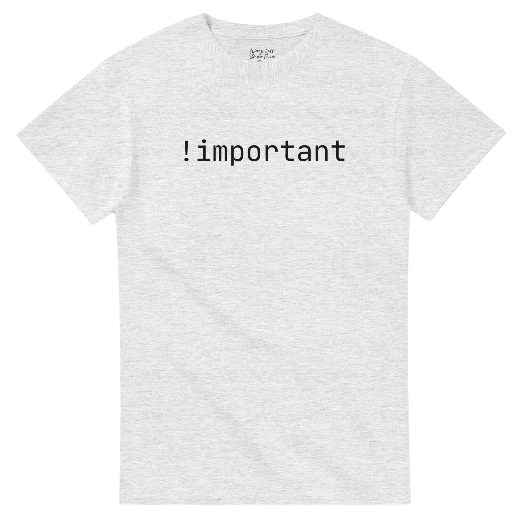 !important t-shirt - nerd shirt - CSS & HTML - ash - licht grijs